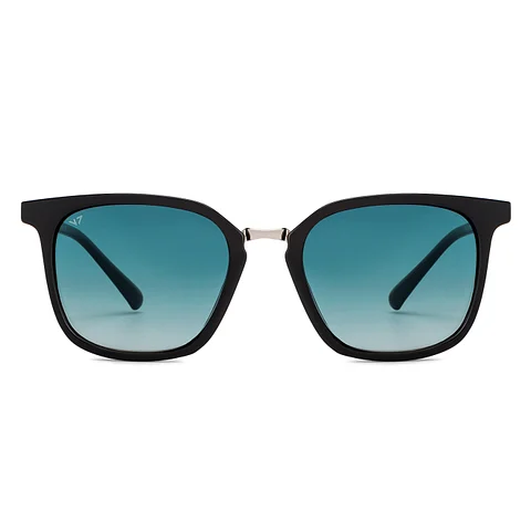 Black Silver Blue Gradient Full Rim Polarized Sunglasses - Image 2