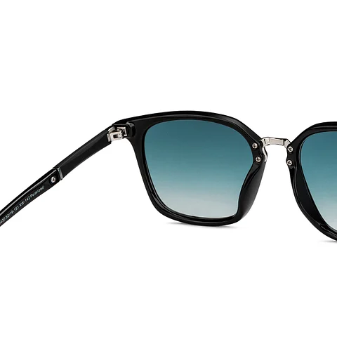 Black Silver Blue Gradient Full Rim Polarized Sunglasses - Image 6