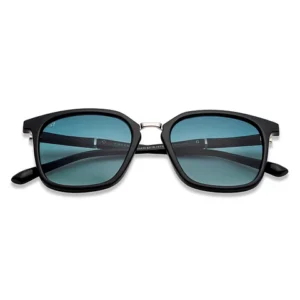 Black Silver Blue Gradient Full Rim Polarized Sunglasses