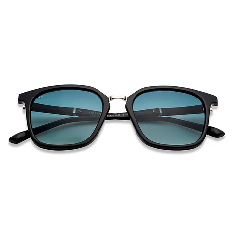 Black Silver Blue Gradient Full Rim Polarized Sunglasses