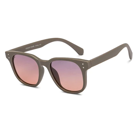 Brown Dual Tone Full Rim Rectangle Square Polarized Sunglasses - Image 3