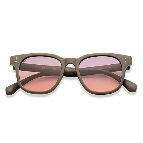 Brown Dual Tone Full Rim Rectangle Square Polarized Sunglasses - Image 6
