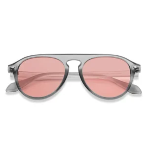 Grey Pink Full Rim Aviator Polarized Sunglasses