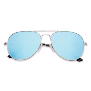 Silver Black Sky Blue Mirror Full Rim Aviator Shape Polarized The Metal Polarized Sunglasses