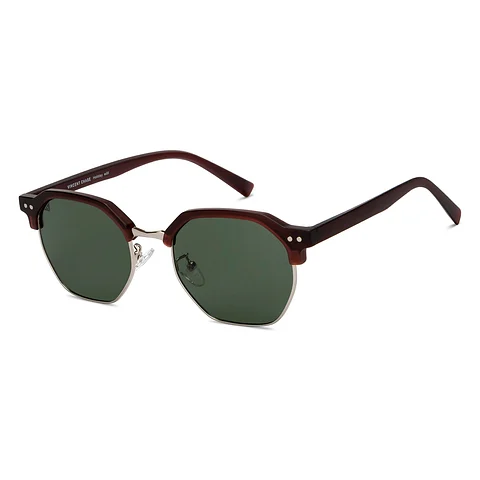 Silver Maroon Green Full Rim Clubmaster Holiday Polarized Sunglasses - Image 3