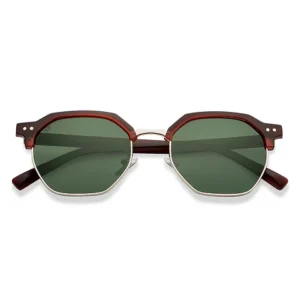 Silver Maroon Green Full Rim Clubmaster Holiday Polarized Sunglasses