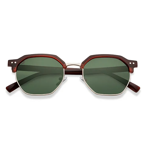 Silver Maroon Green Full Rim Clubmaster Holiday Polarized Sunglasses