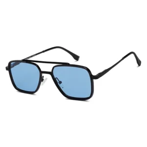 Black Blue Full Rim Rectangle Square HEROES Polarized Sunglasses