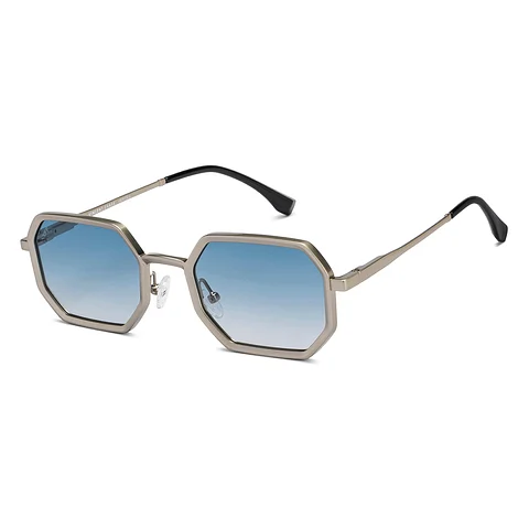 Silver Black Green Gradient Full Rim Geometric HEROES Polarized Sunglasses - Image 4