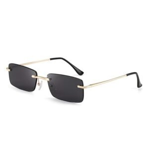 VILEN RAY Mc Stan Rimless Non-Polarization Men And Womens Sunglasses Retro Luxury Gold Metal Frameless Rectangle Leopard Arms Colored Lens Sun Glasses