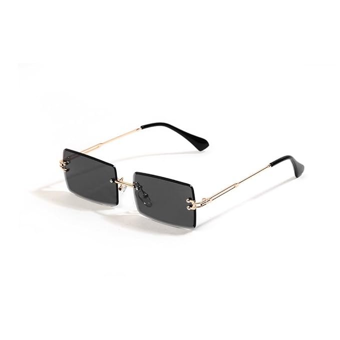 Eymen I Mc Stan Vintage Rimless Sunglasses Retro Luxury Elite Slim Rimless Rectangular Metal & Wood Art Aviator Glasses - Image 6