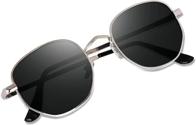 Saros Unisex Adult Trending Stylish Hexagon Silver Black Top Sunglasses | 100% UV Protected Men & Women Casual Sunglasses