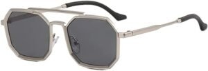 ELEGANTE UV Protected Vintage Square Sunglasses for Men, Polygon Metal Frame Inspired from Pathan Sunglasses