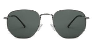 Eyewear By Discount Optical Plus | Full Rim Hexagonal Branded Latest and Stylish Sunglasses | Polarized and 100% UV Protected | Men & Women | Medium |-Pack of 1