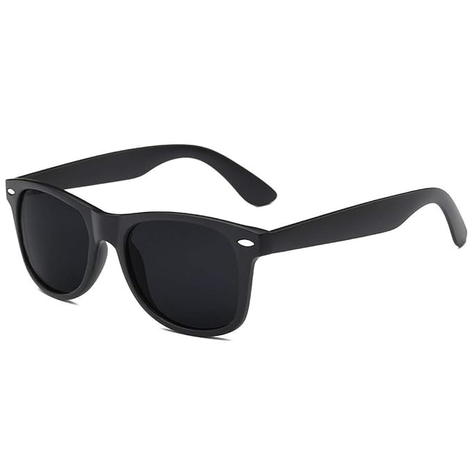 ARZONAI Retro Square Wayfarer Light Weight Uv Protection Classic Sunglasses for Men and Women Unisex Mat Black
