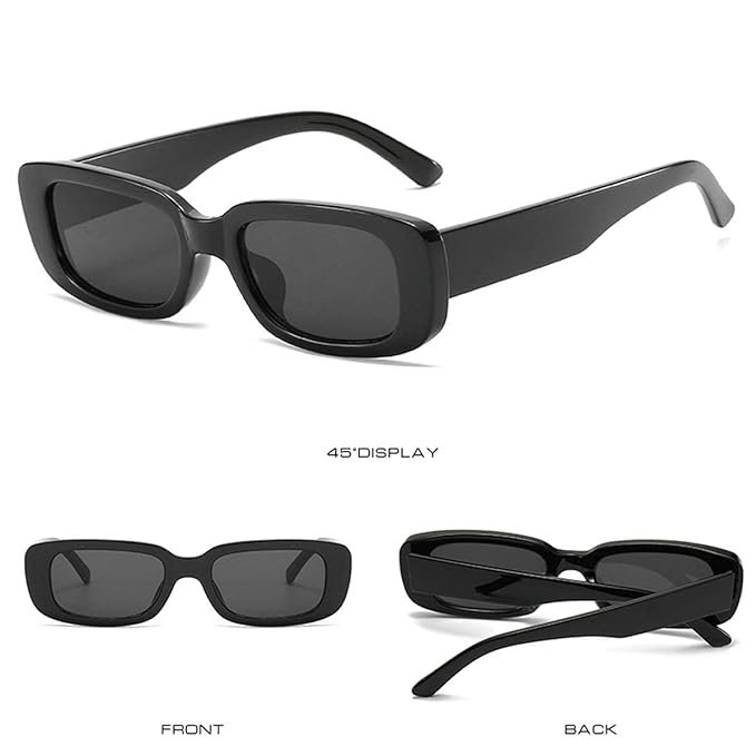 Afflatus® Rectangle Sunglasses for Women Men Trendy Retro Fashion Sunglasses UV 400 Protection Square Frame Eyewear(White/Black) - Image 3