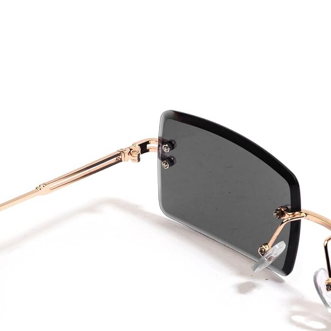 Eymen I Mc Stan Vintage Rimless Sunglasses Retro Luxury Elite Slim Rimless Rectangular Metal & Wood Art Aviator Glasses - Image 4