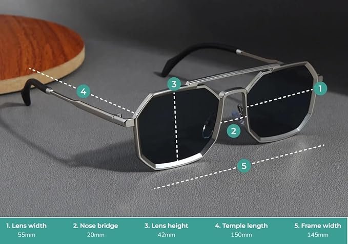 ELEGANTE UV Protected Vintage Square Sunglasses for Men, Polygon Metal Frame Inspired from Pathan Sunglasses - Image 4