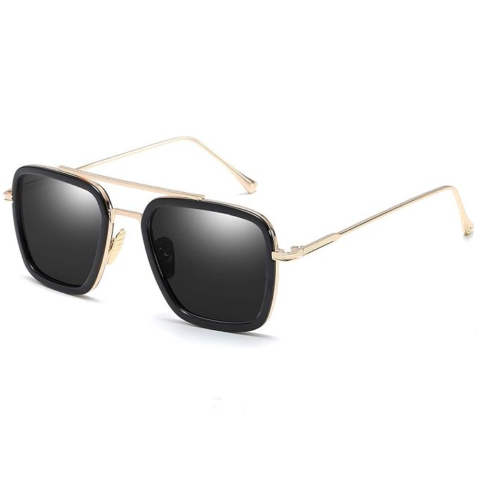 ELEGANTE Metal Body Rectangular inspired from Tony Stark Sunglasses, infinity War Iron Man Sunglasses for Men & Boys - Image 3