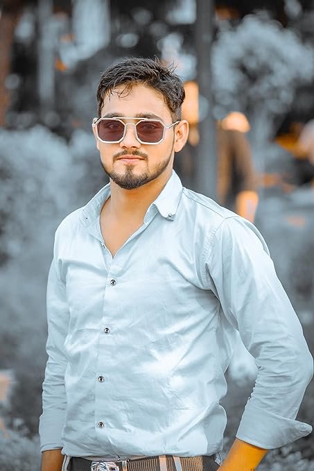 ELEGANTE UV Protected Vintage Square Sunglasses for Men, Polygon Metal Frame Inspired from Pathan Sunglasses - Image 6