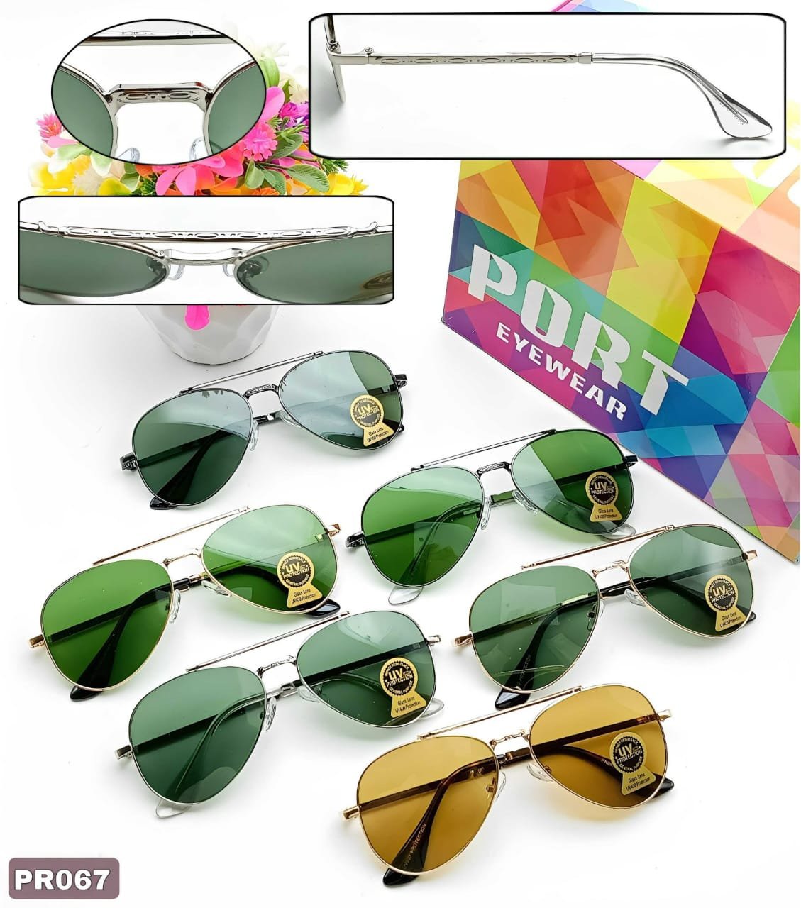 Discount Aviator Sunglasses G-15 Shade Tint, UV 400, Impact Resistant Tempered Glass Lens Stylish Aviator Sunglasses for Women and Men