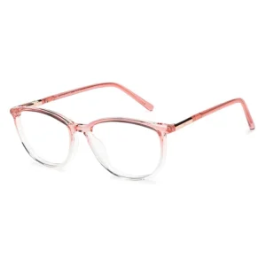 Pink Transparent Pink Gold Full Rim Rectangle TR Flex Eyeglasses-Brie