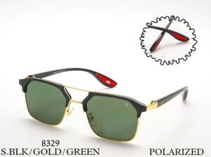 Discount Optical Plus Latest Collection of UV Protected Flat Sunglasses for Men & Women with Golden & Black Frame with Soft Rubber Grip & Full Bottle Green Polerised Lens. (Black & Golden With Green)