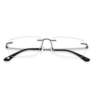 Discount optical plus golden rimles frame with blue filter lenses