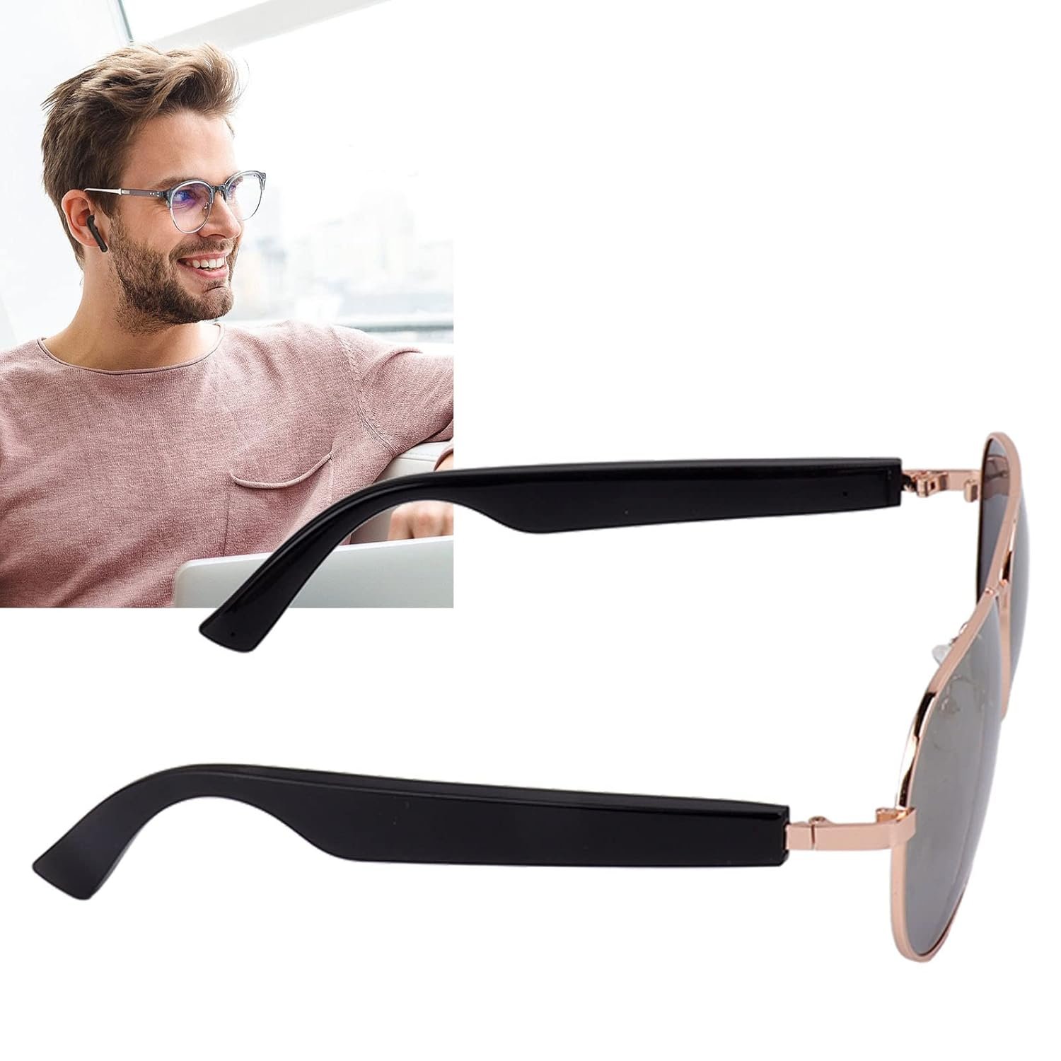 Discount Optical Plus Bluetooth Smart Glasses,Answer The Phone Listen to Music Bluetooth Sunglasses Hands Calling for Men Women - Image 3