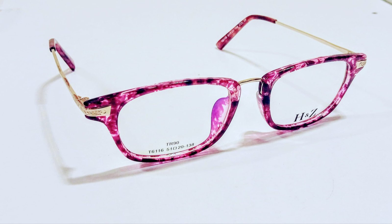 discount Optical Plus H&Z pink full rim rectangular eye glasses - Image 4