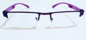 discount Optical Plus eye wear purple half Rim glasses