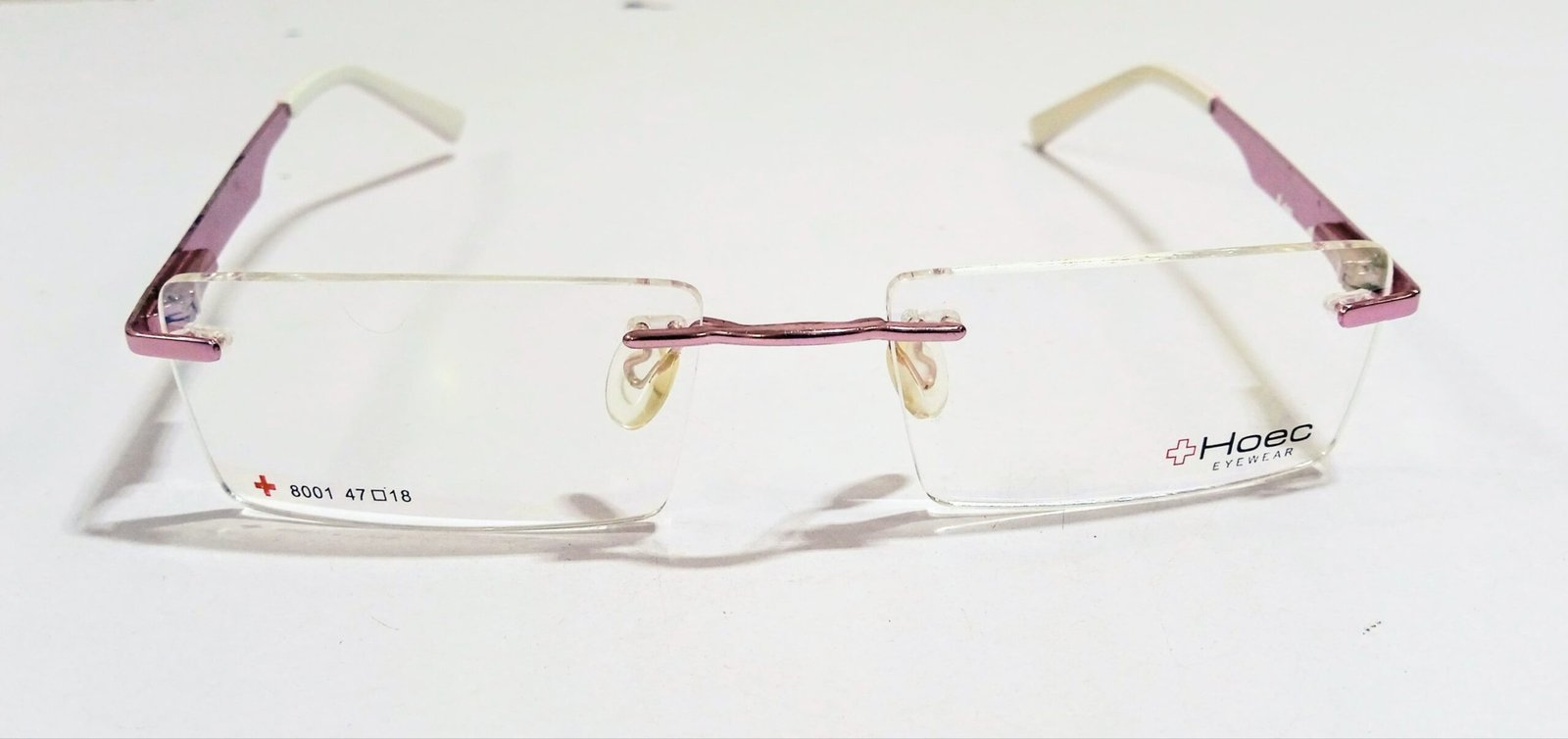 Discount Optical Plus Rimless rectangular metal pink frame