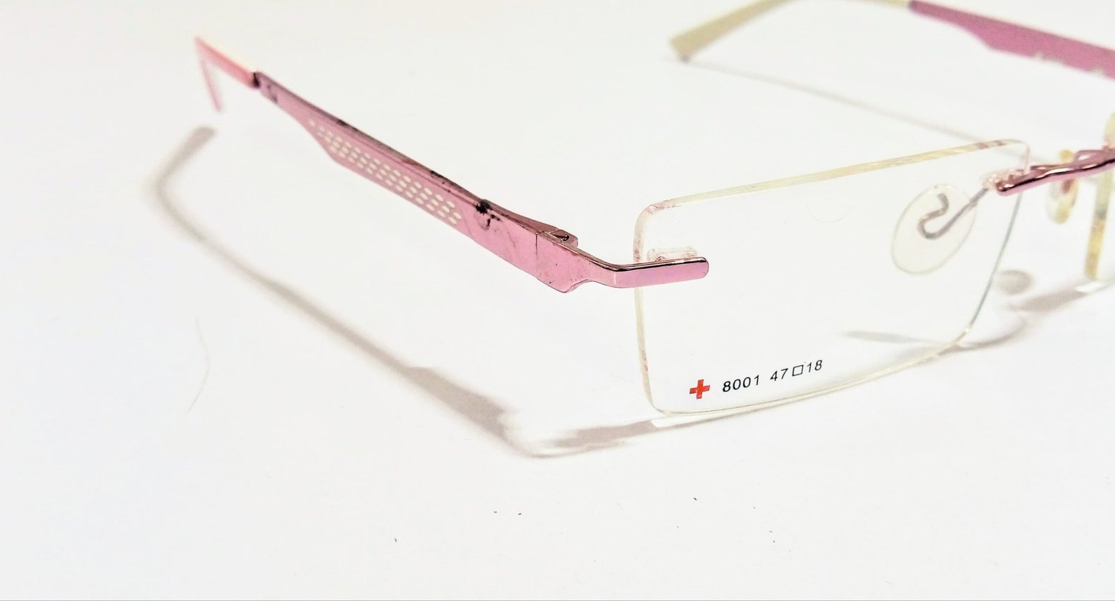 Discount Optical Plus Rimless rectangular metal pink frame - Image 2