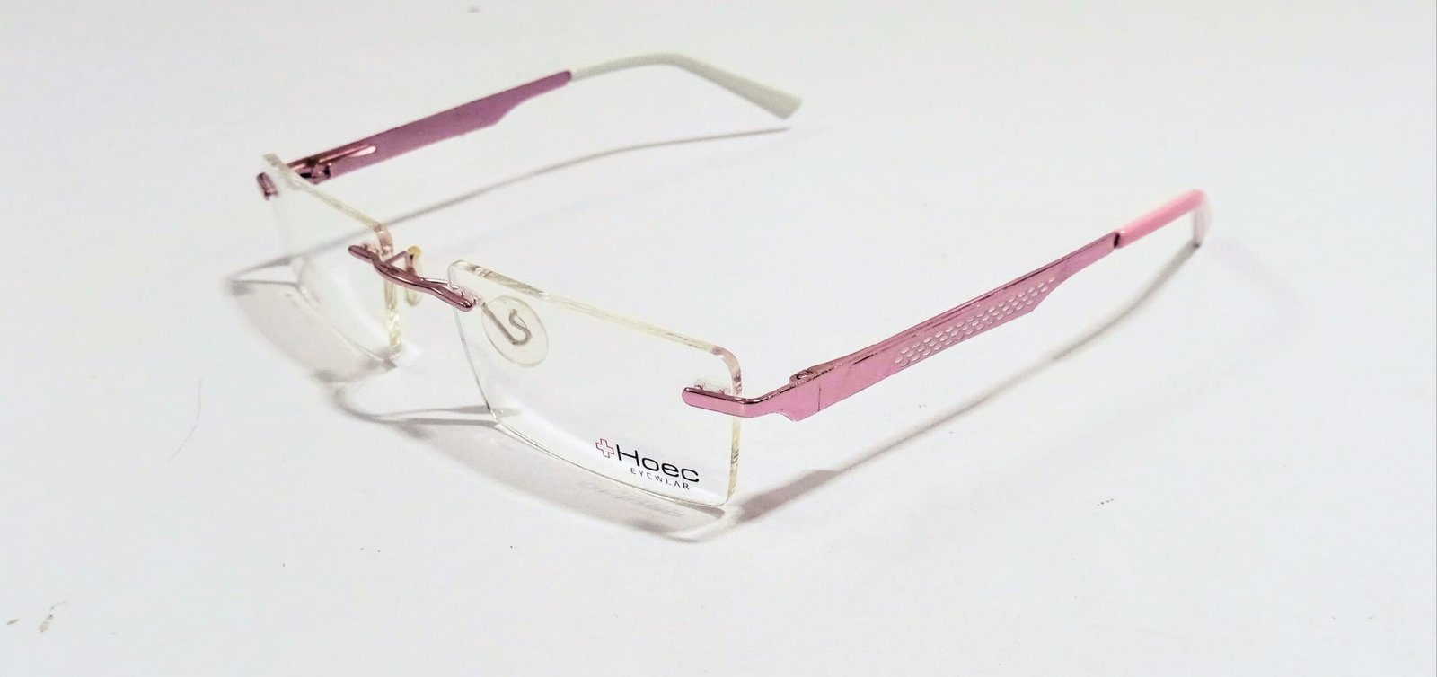 Discount Optical Plus Rimless rectangular metal pink frame - Image 4