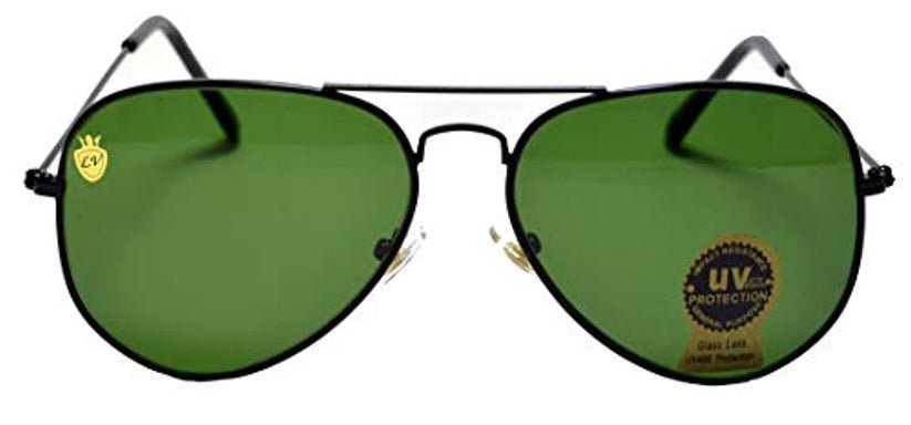 Aviator UV Protected Unisex Black Frame Light Green Sunglasses - Image 2