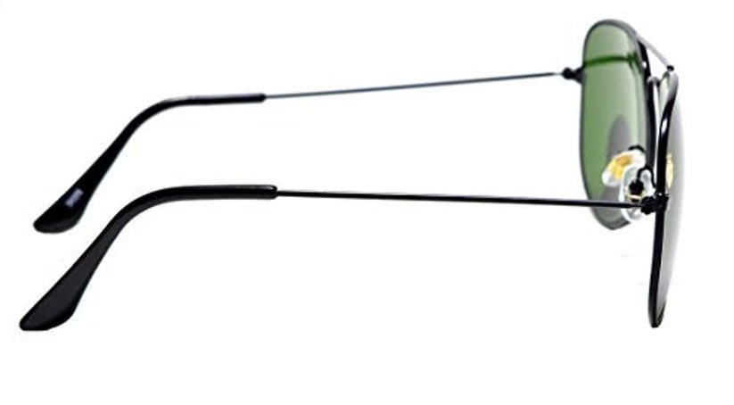 Aviator UV Protected Unisex Black Frame Light Green Sunglasses - Image 3
