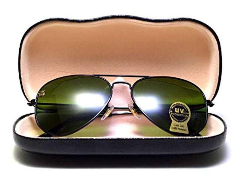 Aviator UV Protected Unisex Black Frame Light Green Sunglasses