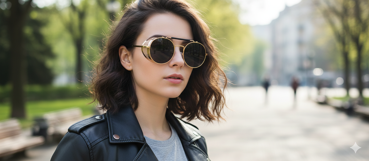 Retro Steampunk Round Sunglasses with Metal Mesh Side Shields – UV400 Protection – Unisex Iron Man Style Goggles - Image 7