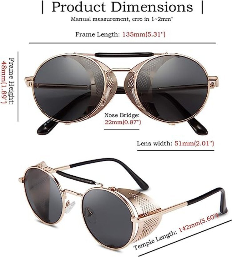 Retro Steampunk Round Sunglasses with Metal Mesh Side Shields – UV400 Protection – Unisex Iron Man Style Goggles - Image 6