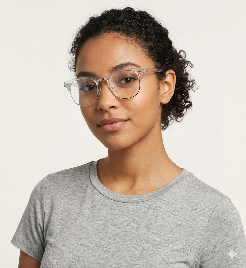 Premium Clear Clubmaster Anti-Blue Light Glasses for Men & Women | Transparent Half-Frame Computer Eyeglasses for Eye Strain - Image 7